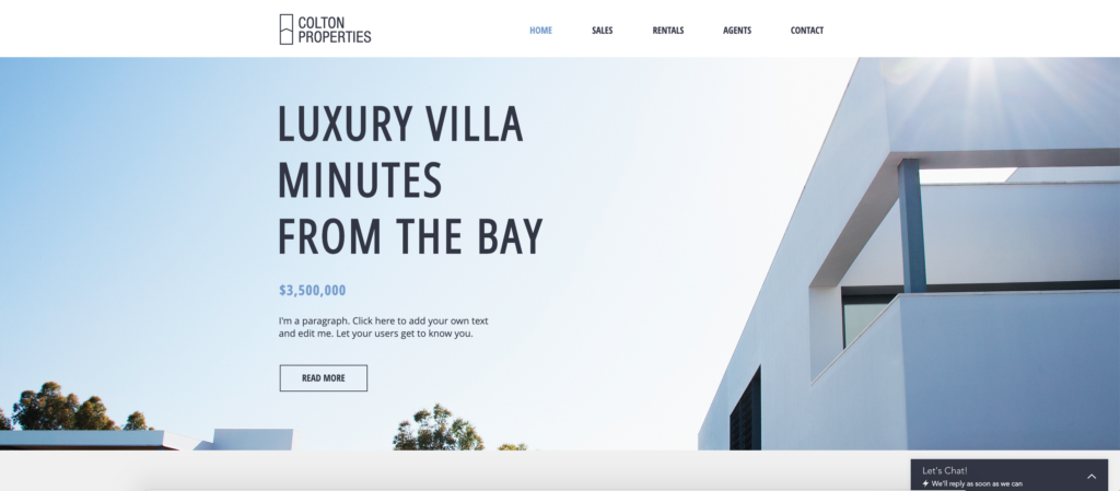 wix luxury real estate website template