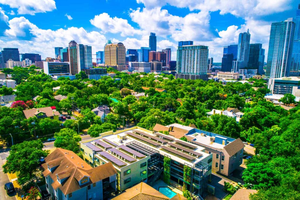 Solar Panel future of Austin Texas a renewable energy sustainable city