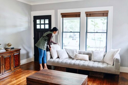 real estate agent prepares Texas home for showing